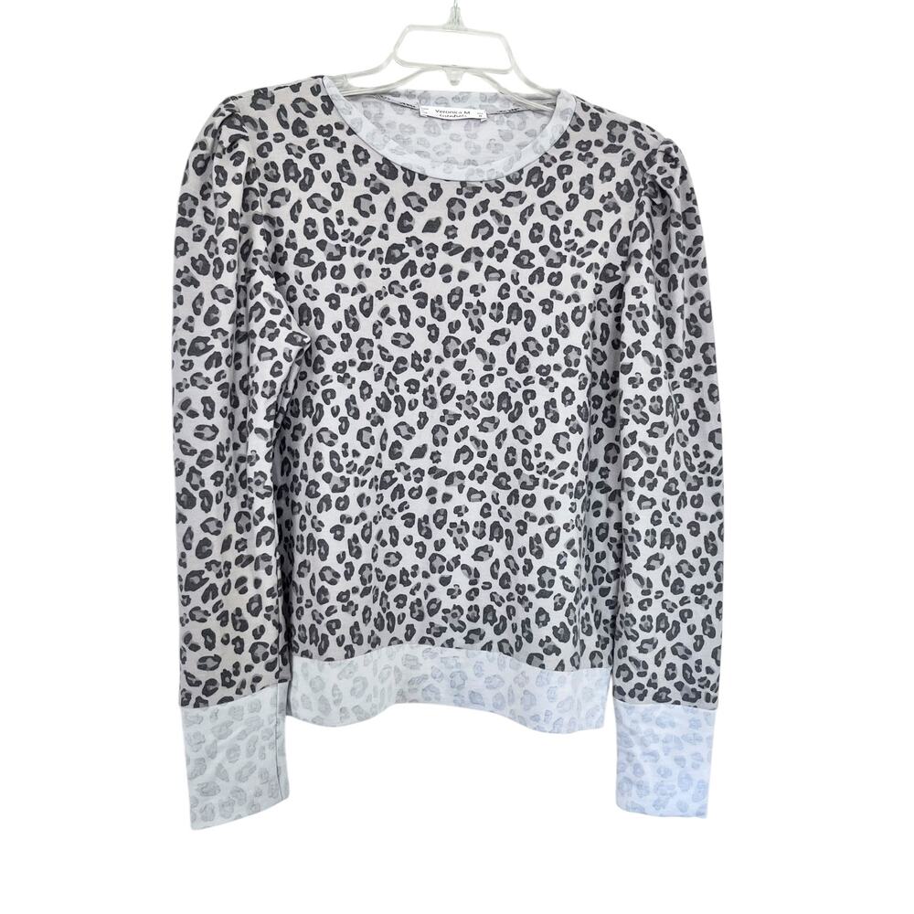 Veronica M Beige leopard Animal Print Long Sleeve T-Shirt size M